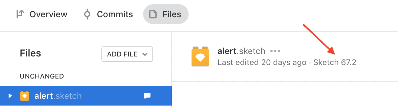 Screen in Abstract that shows you the Sketch version of a given file