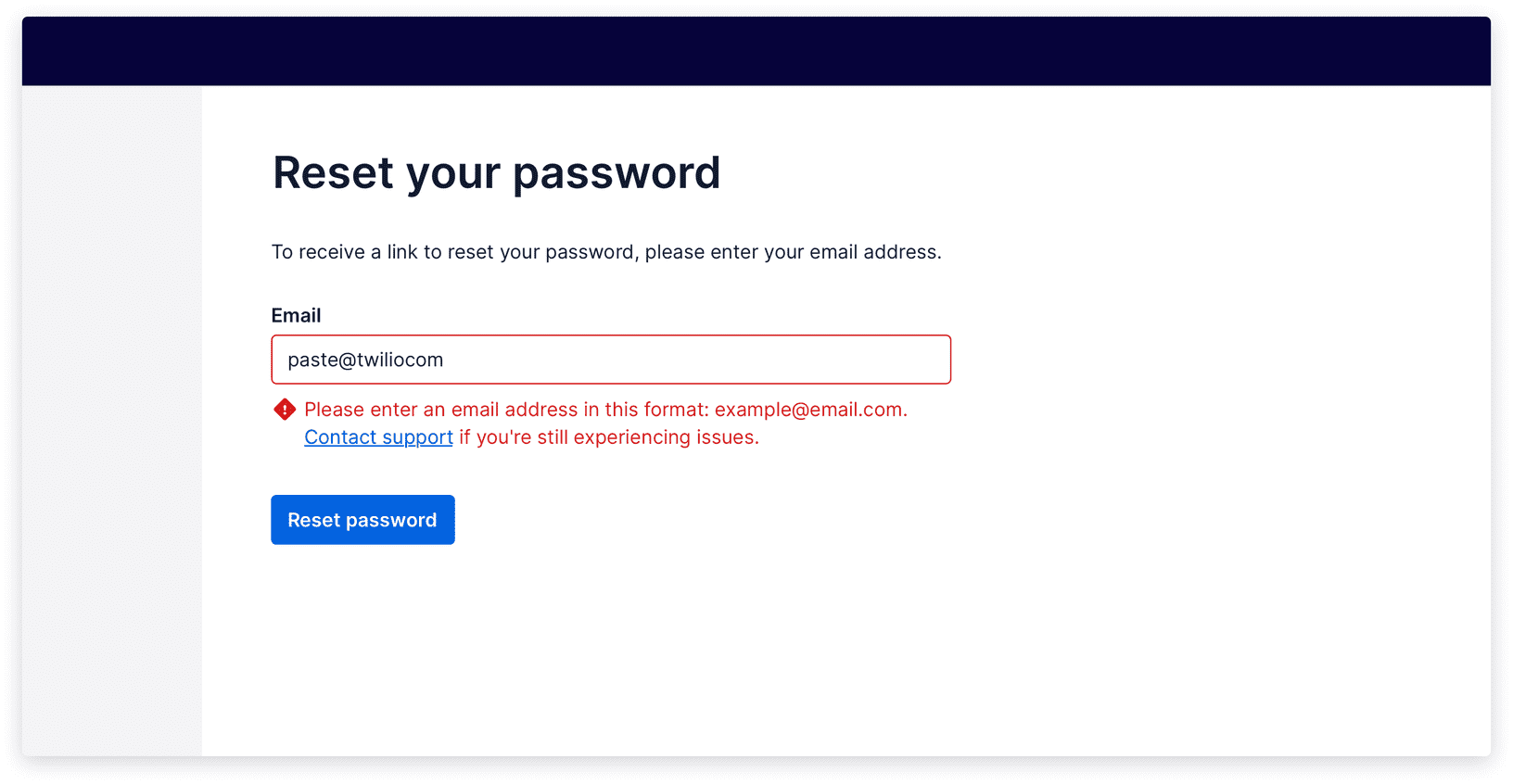 Screen with inline error with anchor on a form field